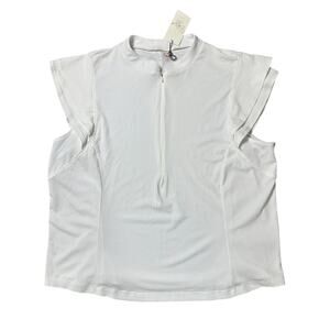 CALIA by Carrie Underwood Renew Texture Cap Sleeve Zip Top Golf White NEW